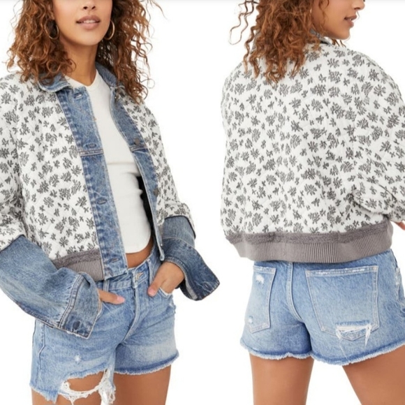 NWT Free People Ditsy Denim Jacket XS/S Rare - Picture 10 of 17